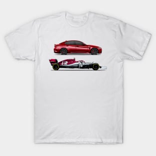 Alfa Romeo Giulia QV & F1 Car T-Shirt